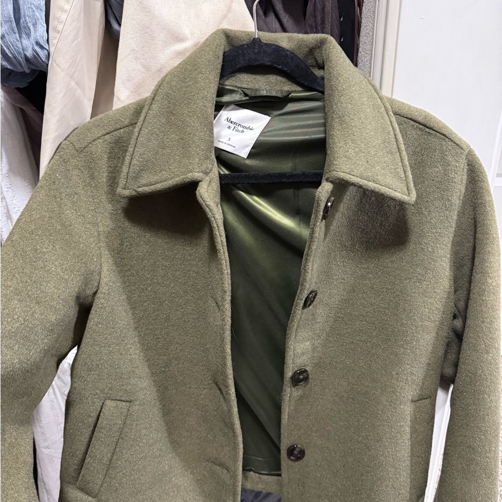 Olive Green Women’s Abercrombie Wool Short Coat Jacket